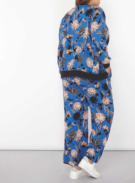 **DP Curve Blue Oriental Palazzo Trousers